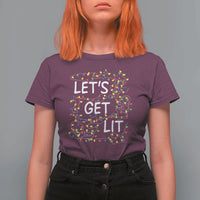 Funny Christmas T Shirt For Women Let's Get Lit Led Lights Xmas - Wonder Print Shop