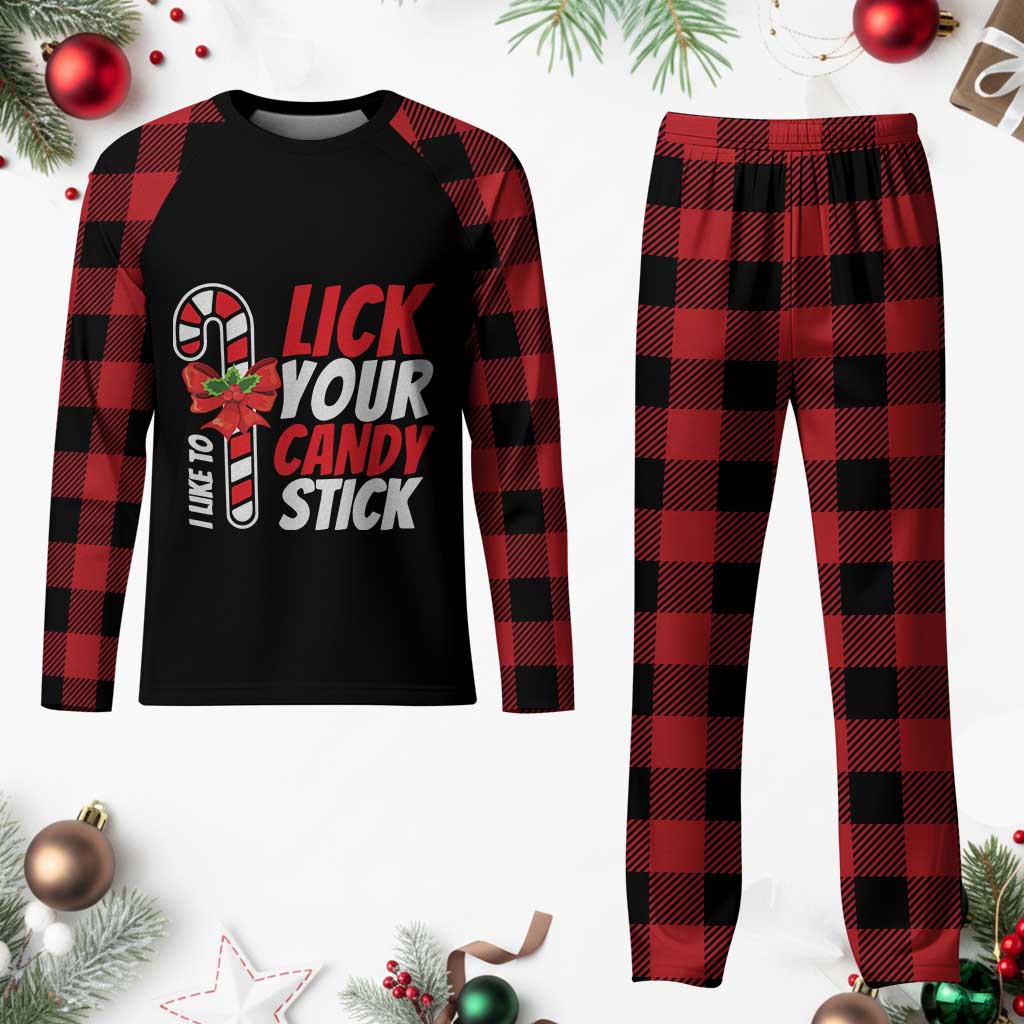 Funny Christmas Plaid Pajama Set I Like To Lick Your Candy Stick - Wonder Print Shop