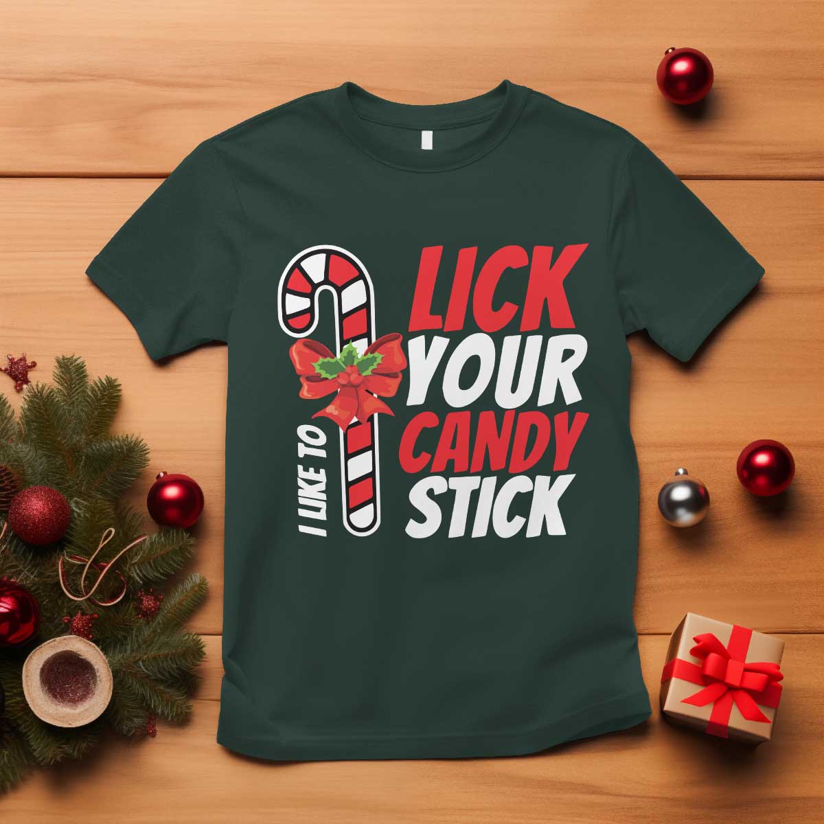 Funny Christmas T Shirt I Like To Lick Your Candy Stick - Wonder Print Shop