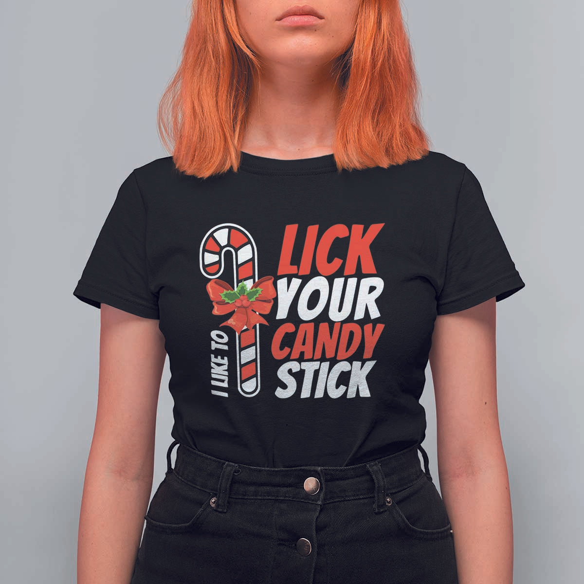 Funny Christmas T Shirt For Women I Like To Lick Your Candy Stick - Wonder Print Shop