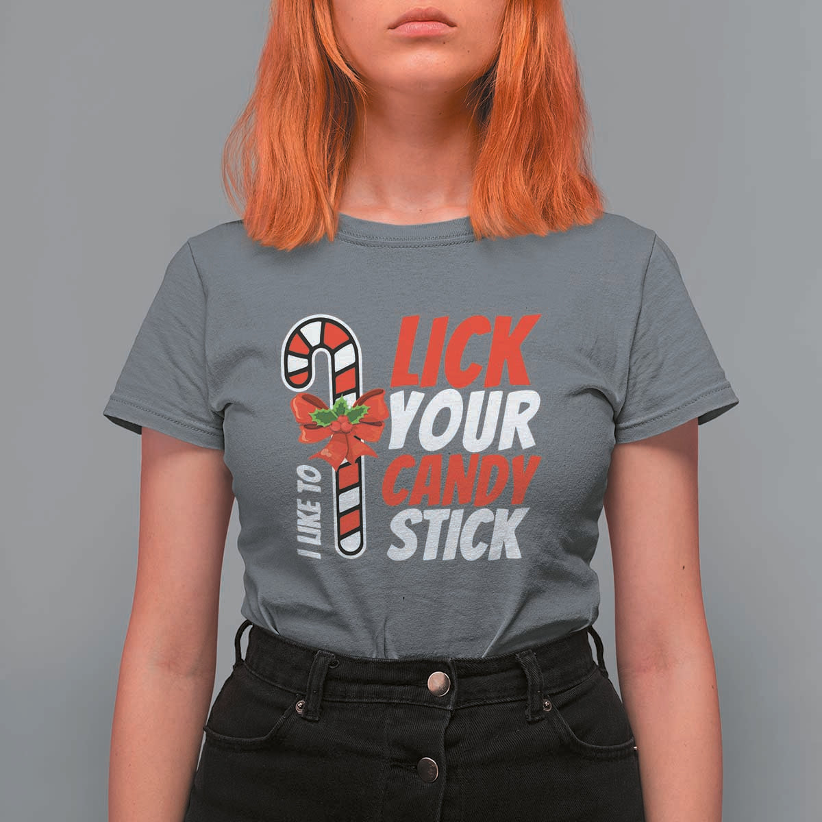 Funny Christmas T Shirt For Women I Like To Lick Your Candy Stick - Wonder Print Shop