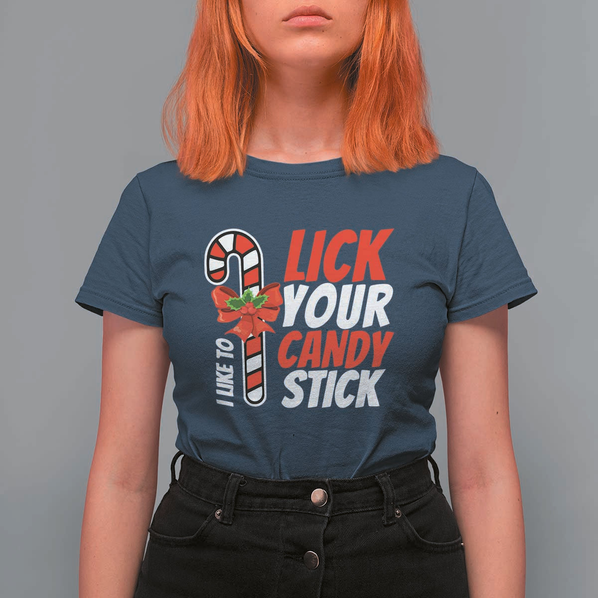Funny Christmas T Shirt For Women I Like To Lick Your Candy Stick - Wonder Print Shop