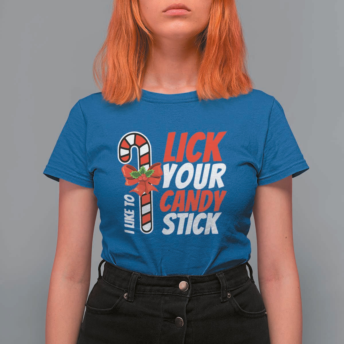 Funny Christmas T Shirt For Women I Like To Lick Your Candy Stick - Wonder Print Shop