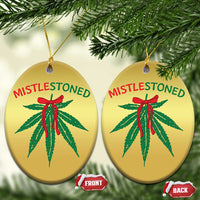 Funny Weed Xmas Christmas Ornament Mistlestoned Mistletoe Led Lights - Wonder Print Shop