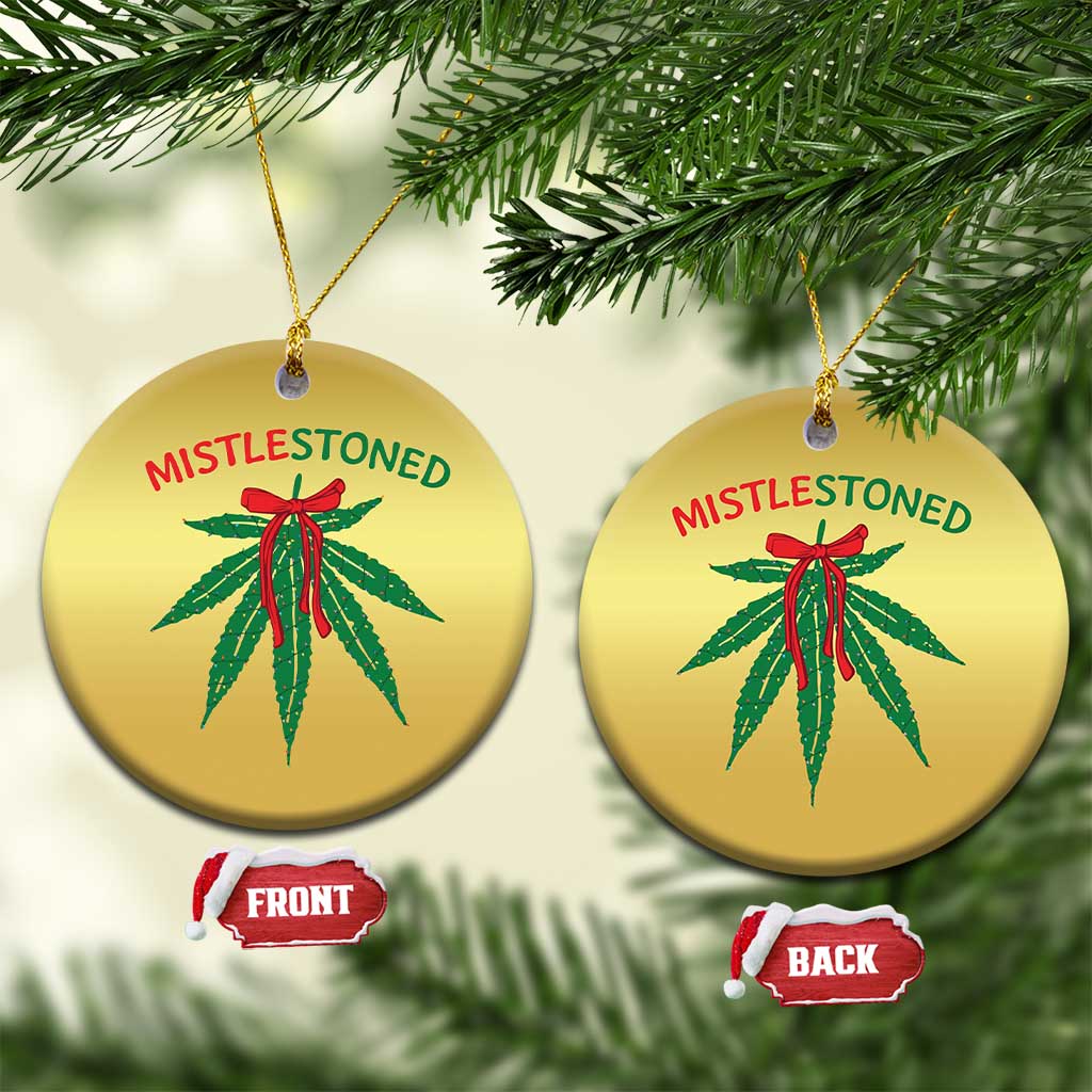 Funny Weed Xmas Christmas Ornament Mistlestoned Mistletoe Led Lights - Wonder Print Shop