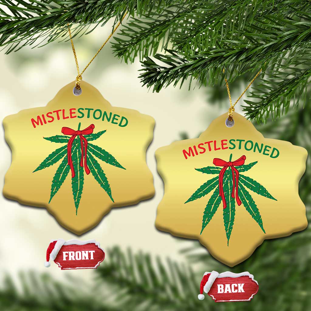Funny Weed Xmas Christmas Ornament Mistlestoned Mistletoe Led Lights - Wonder Print Shop