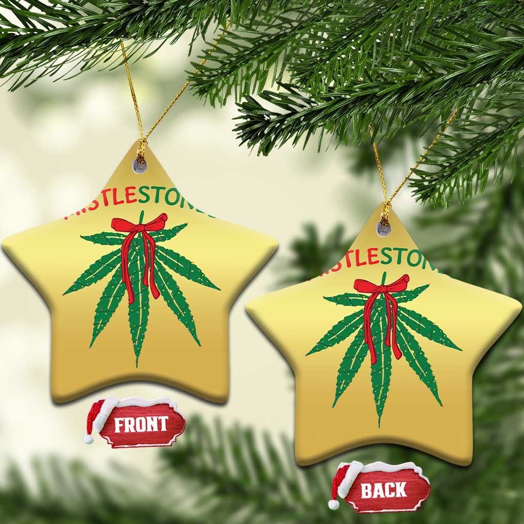 Funny Weed Xmas Christmas Ornament Mistlestoned Mistletoe Led Lights - Wonder Print Shop