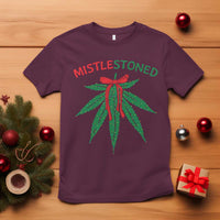 Funny Weed Christmas T Shirt Mistlestoned Mistletoe Led Lights - Wonder Print Shop