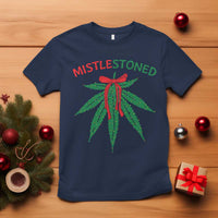 Funny Weed Christmas T Shirt Mistlestoned Mistletoe Led Lights - Wonder Print Shop