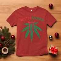 Funny Weed Christmas T Shirt Mistlestoned Mistletoe Led Lights - Wonder Print Shop