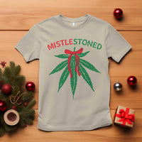 Funny Weed Christmas T Shirt Mistlestoned Mistletoe Led Lights - Wonder Print Shop