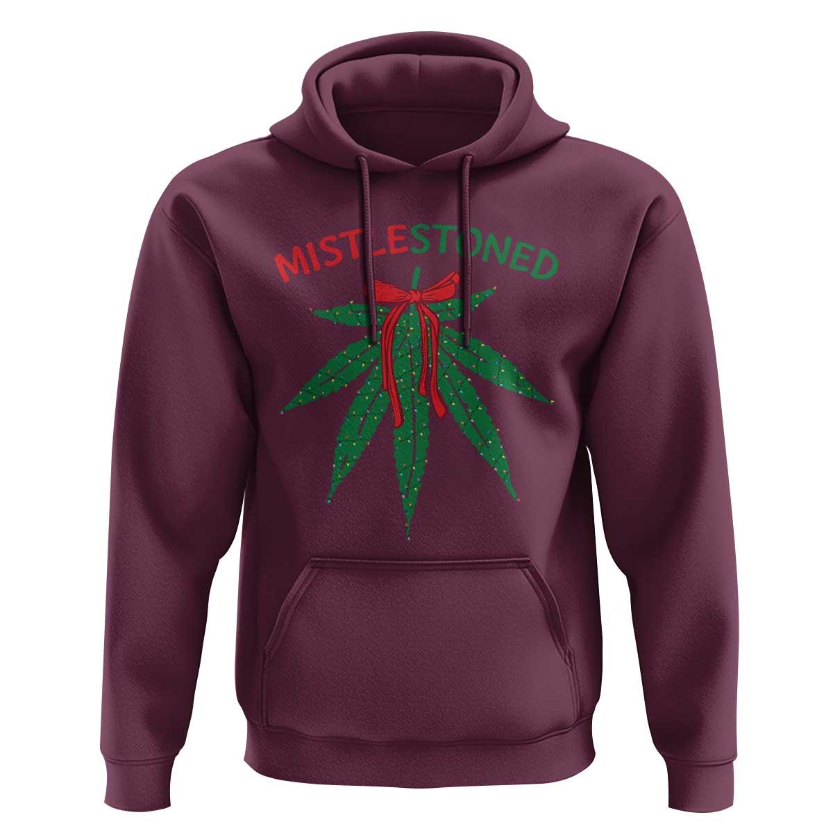 Funny Weed Christmas Hoodie Mistlestoned Mistletoe Led Lights