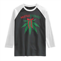 Funny Weed Christmas Raglan Shirt Mistlestoned Mistletoe Led Lights - Wonder Print Shop