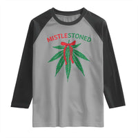 Funny Weed Christmas Raglan Shirt Mistlestoned Mistletoe Led Lights - Wonder Print Shop