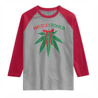 Funny Weed Christmas Raglan Shirt Mistlestoned Mistletoe Led Lights - Wonder Print Shop
