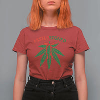 Funny Weed Christmas T Shirt For Women Mistlestoned Mistletoe Led Lights - Wonder Print Shop