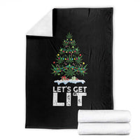 Funny Christmas Weed Throw Blanket Let's Get Lit Weeds Xmas Tree - Wonder Print Shop