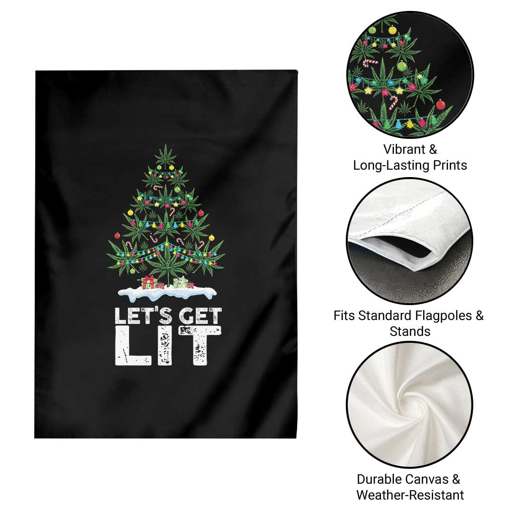 Funny Christmas Weed Garden Flag Let's Get Lit Weeds Xmas Tree - Wonder Print Shop