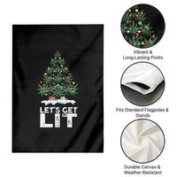 Funny Christmas Weed Garden Flag Let's Get Lit Weeds Xmas Tree - Wonder Print Shop