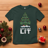 Funny Christmas Weed T Shirt Let's Get Lit Weeds Xmas Tree - Wonder Print Shop