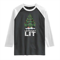 Funny Christmas Weed Raglan Shirt Let's Get Lit Weeds Xmas Tree - Wonder Print Shop