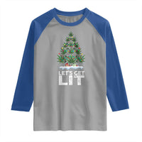 Funny Christmas Weed Raglan Shirt Let's Get Lit Weeds Xmas Tree - Wonder Print Shop