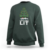 Funny Christmas Weed Sweatshirt Let's Get Lit Weeds Xmas Tree - Wonder Print Shop
