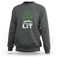 Funny Christmas Weed Sweatshirt Let's Get Lit Weeds Xmas Tree - Wonder Print Shop