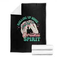 Funny Weed Christmas Throw Blanket Rolling Up Some Christmas Spirit Skeleton Hand - Wonder Print Shop