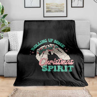 Funny Weed Christmas Throw Blanket Rolling Up Some Christmas Spirit Skeleton Hand - Wonder Print Shop