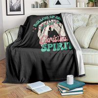 Funny Weed Christmas Throw Blanket Rolling Up Some Christmas Spirit Skeleton Hand - Wonder Print Shop