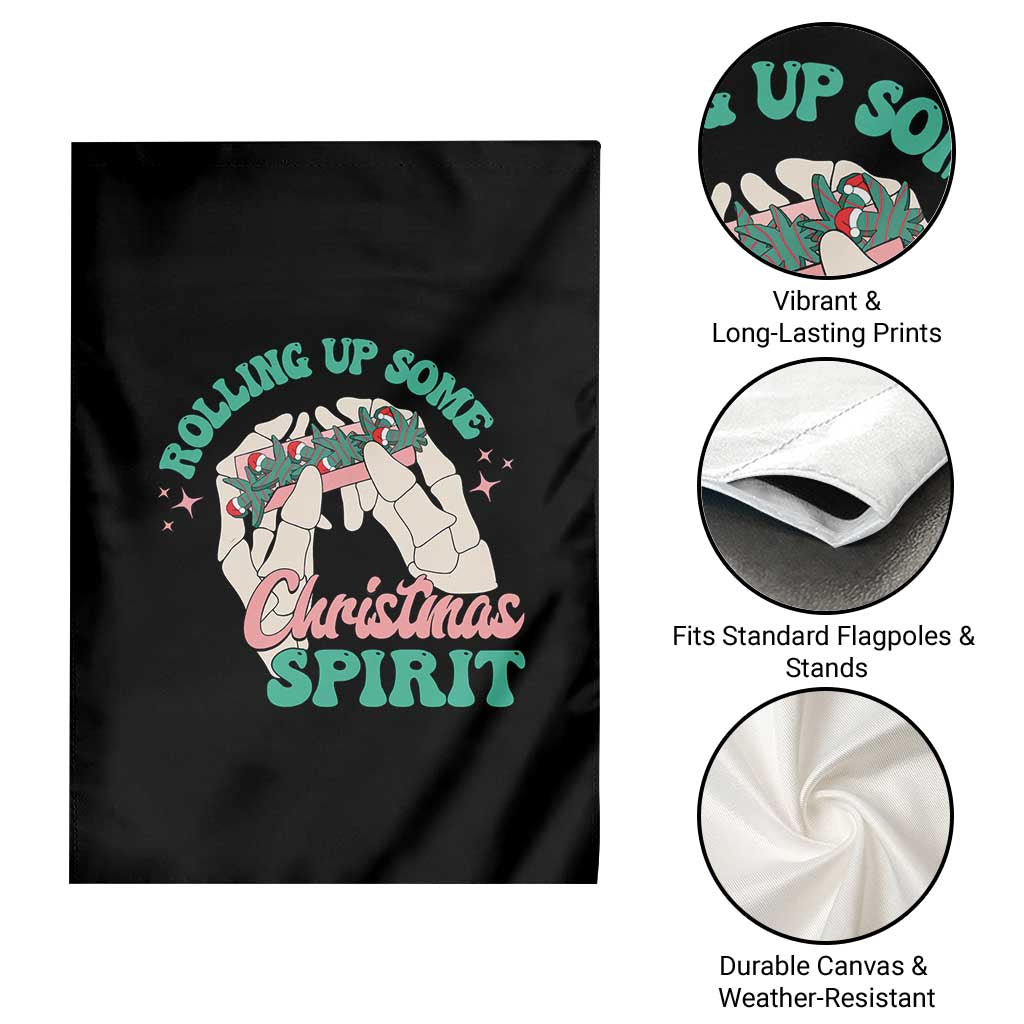 Funny Weed Christmas Garden Flag Rolling Up Some Christmas Spirit Skeleton Hand - Wonder Print Shop