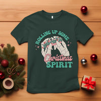 Funny Weed Christmas T Shirt Rolling Up Some Christmas Spirit Skeleton Hand - Wonder Print Shop