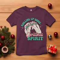 Funny Weed Christmas T Shirt Rolling Up Some Christmas Spirit Skeleton Hand - Wonder Print Shop