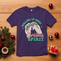 Funny Weed Christmas T Shirt Rolling Up Some Christmas Spirit Skeleton Hand - Wonder Print Shop