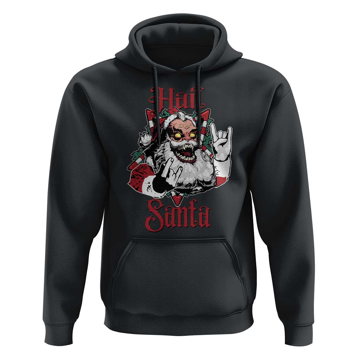 Hail Santa Heavy Metal Christmas Hoodie Krampus Xmas Rock & Roll