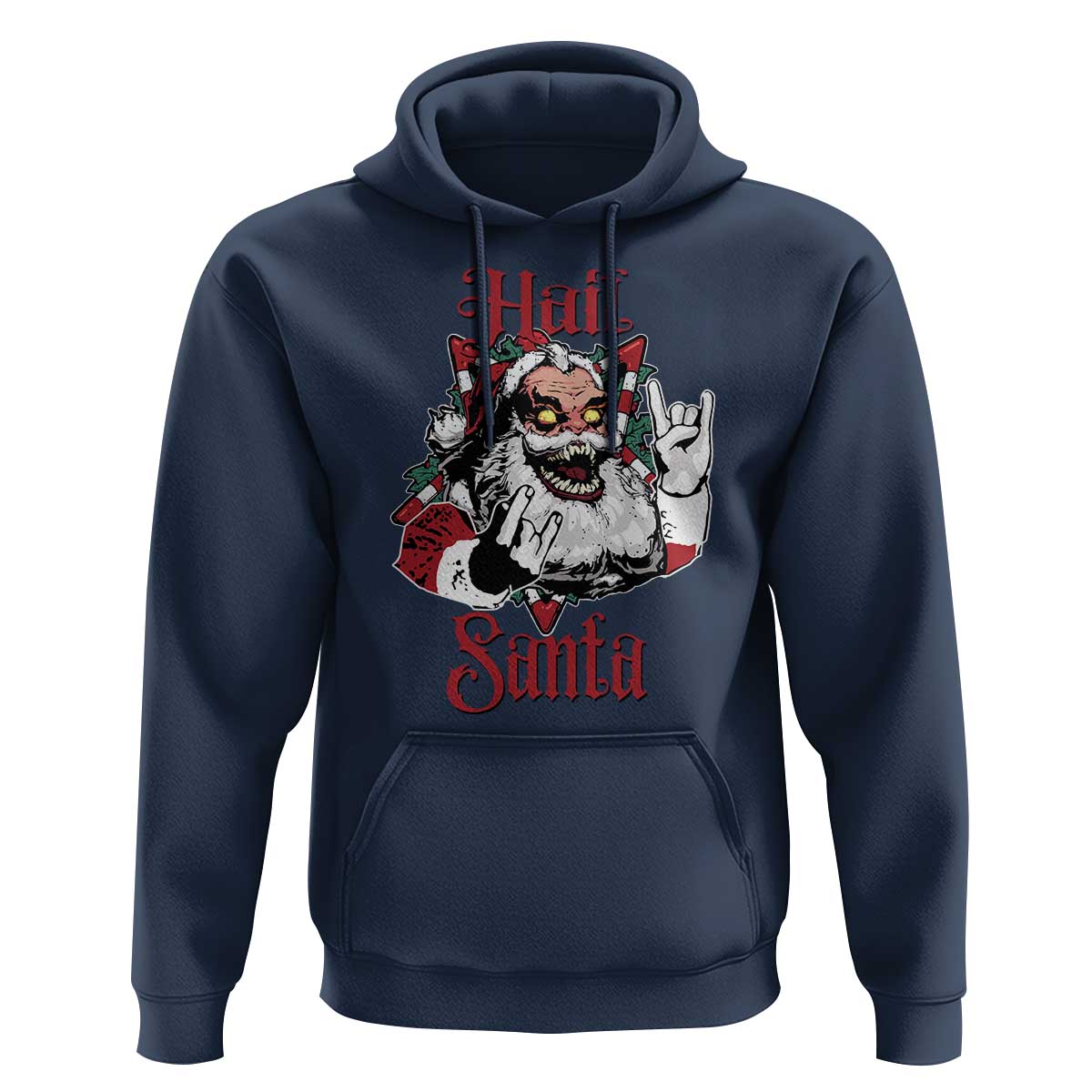 Hail Santa Heavy Metal Christmas Hoodie Krampus Xmas Rock & Roll