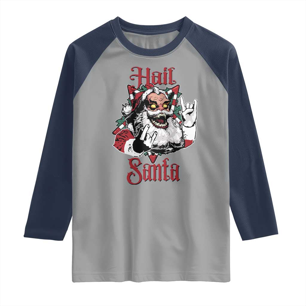 Hail Santa Heavy Metal Christmas Raglan Shirt Krampus Xmas Rock & Roll - Wonder Print Shop