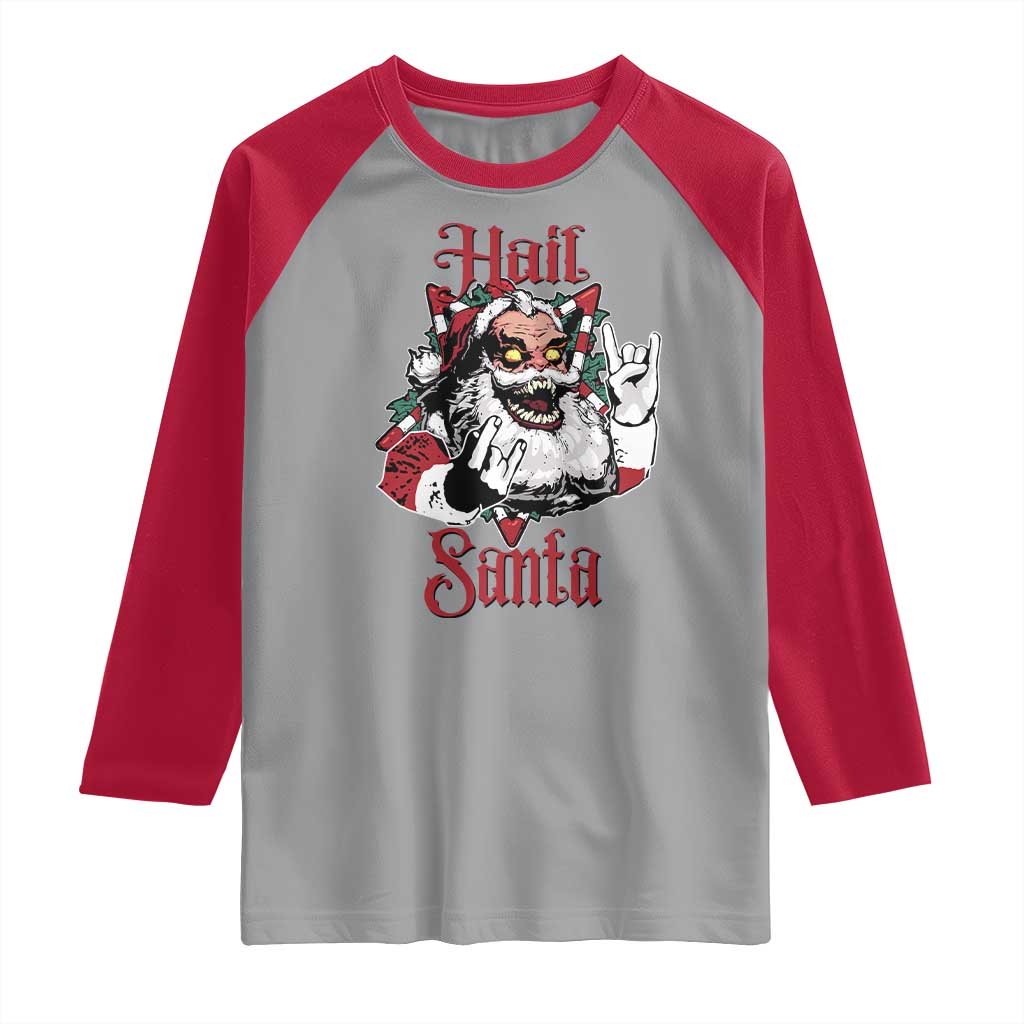 Hail Santa Heavy Metal Christmas Raglan Shirt Krampus Xmas Rock & Roll - Wonder Print Shop