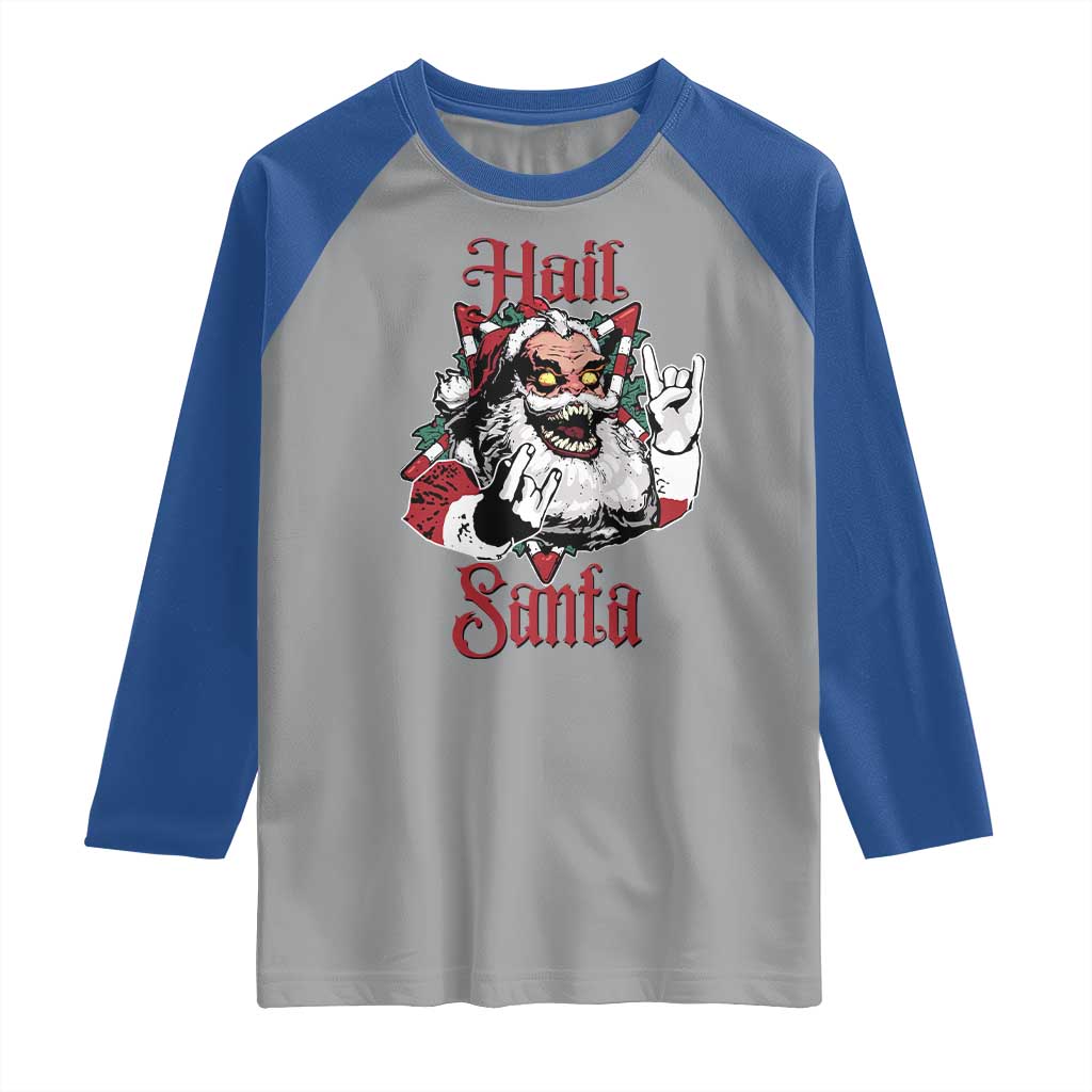 Hail Santa Heavy Metal Christmas Raglan Shirt Krampus Xmas Rock & Roll - Wonder Print Shop