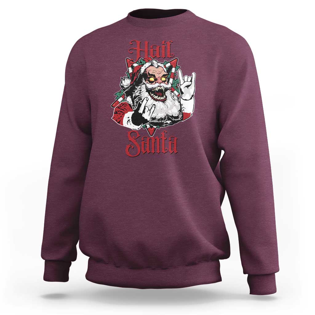 Hail Santa Heavy Metal Christmas Sweatshirt Krampus Xmas Rock & Roll - Wonder Print Shop