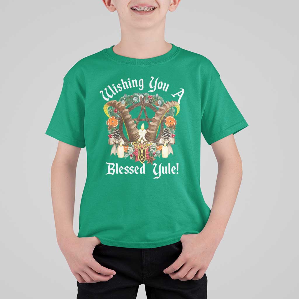 Wishing You A Blessed Yule T Shirt For Kid Yule Goat Pagan - Wonder Print Shop