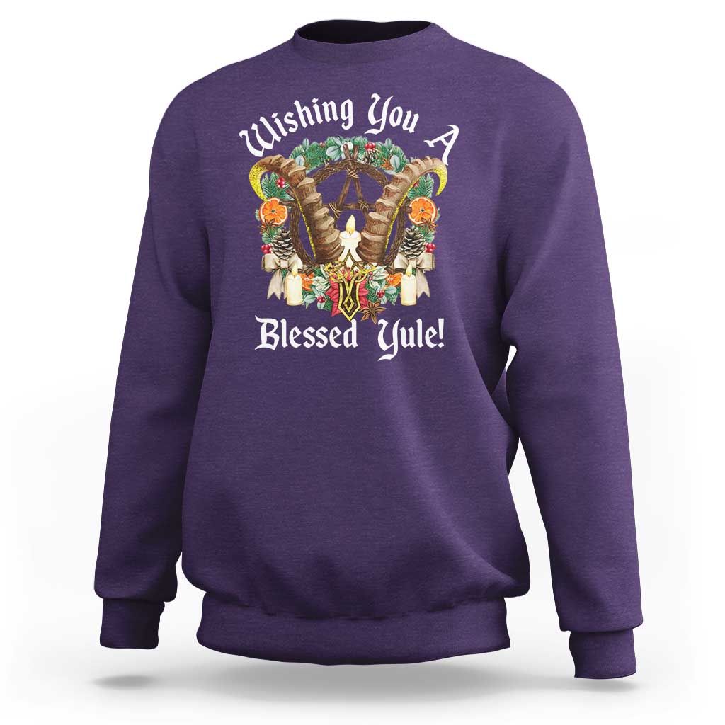 Wishing You A Blessed Yule Sweatshirt Yule Goat Pagan - Wonder Print Shop