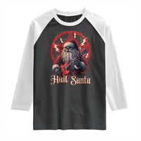 Funny Christmas Hail Santa Raglan Shirt Sleigher Heavy Metal Xmas - Wonder Print Shop