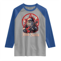 Funny Christmas Hail Santa Raglan Shirt Sleigher Heavy Metal Xmas - Wonder Print Shop