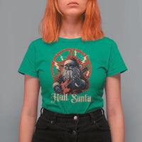 Funny Christmas Hail Santa T Shirt For Women Sleigher Heavy Metal Xmas - Wonder Print Shop