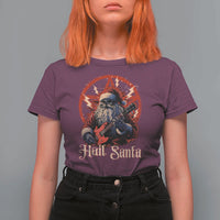 Funny Christmas Hail Santa T Shirt For Women Sleigher Heavy Metal Xmas - Wonder Print Shop