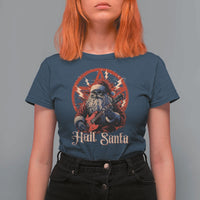 Funny Christmas Hail Santa T Shirt For Women Sleigher Heavy Metal Xmas - Wonder Print Shop
