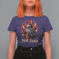 Funny Christmas Hail Santa T Shirt For Women Sleigher Heavy Metal Xmas - Wonder Print Shop