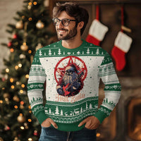 Funny Xmas Hail Santa Ugly Christmas Sweater Sleigher Heavy Metal - Wonder Print Shop